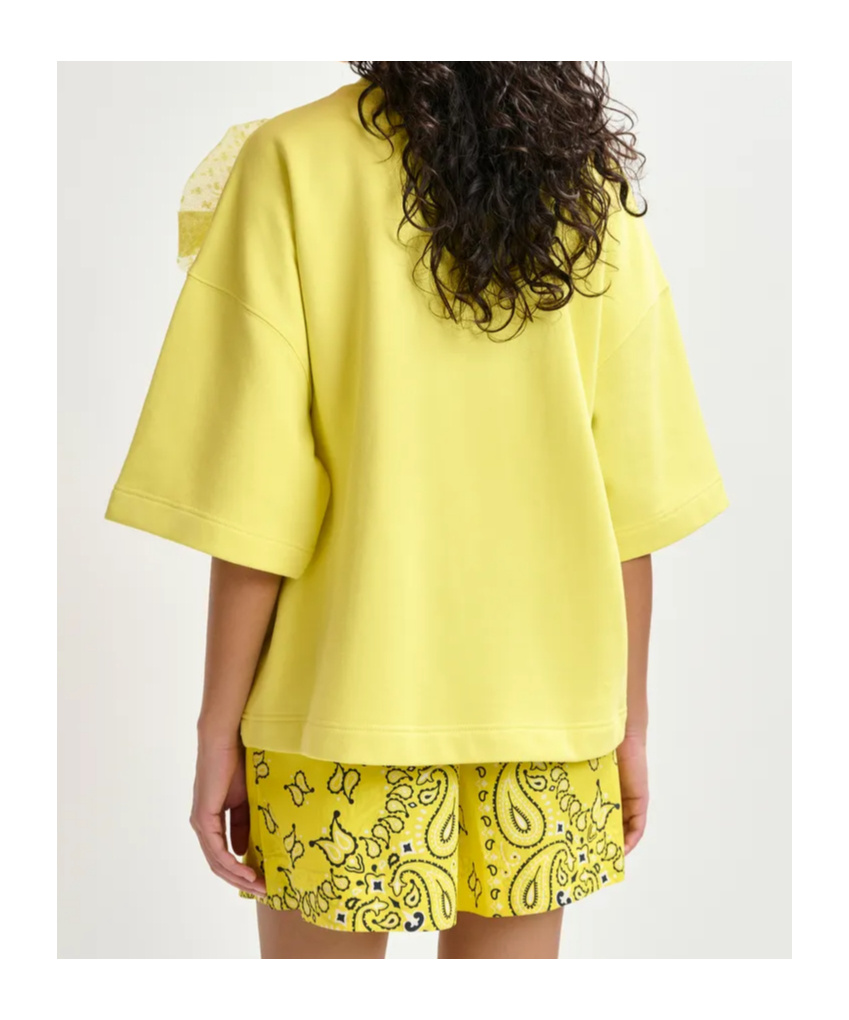 Essentiel Antwerp Yellow Sweatshirt With Removable Mesh Brooch