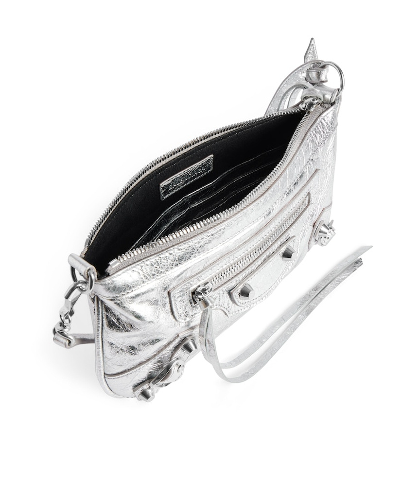 Balenciaga Women's Le City Pouch On Strap In Silver In Silver