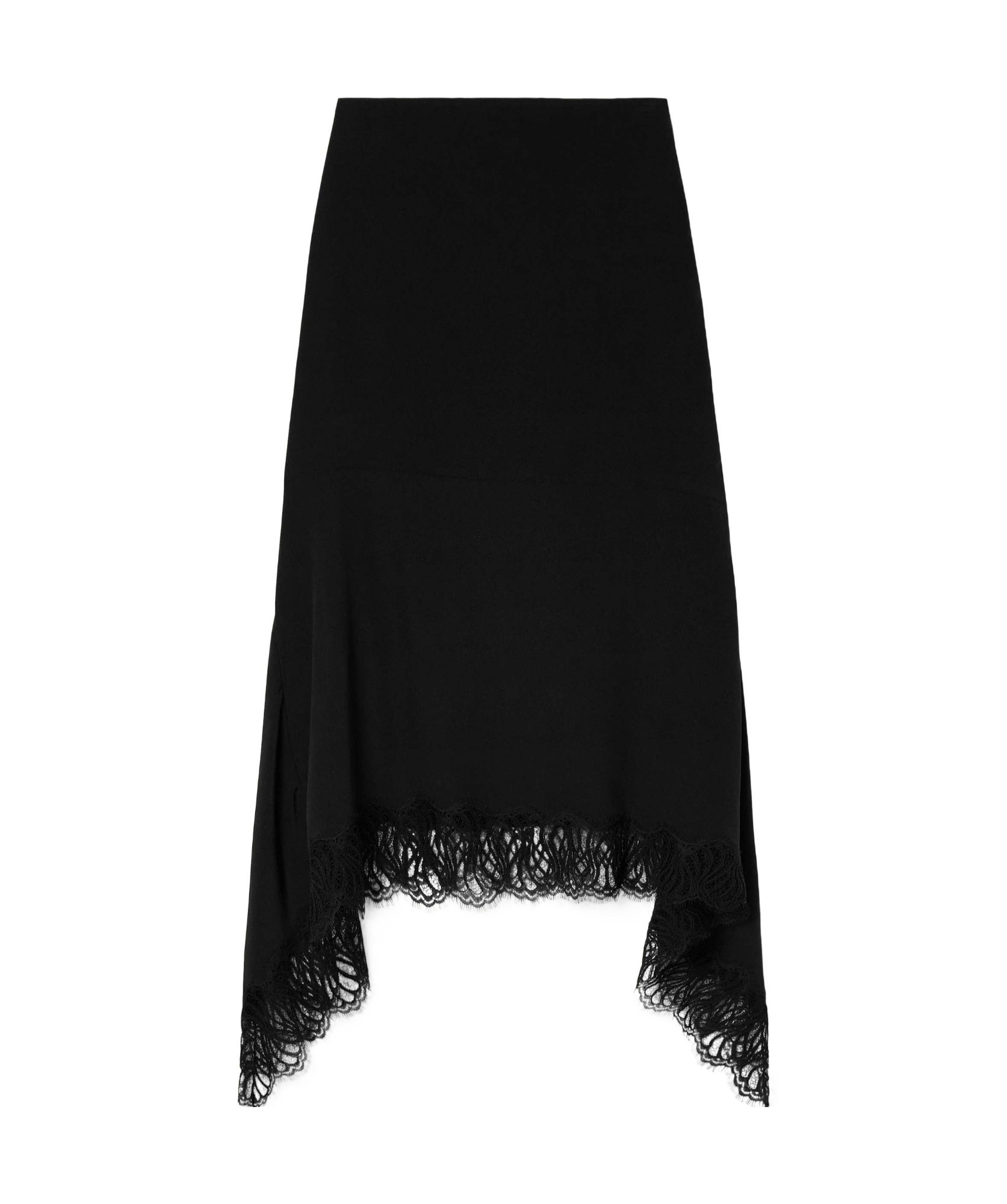 Stella Mccartney Asymmetrical Lace Trimmed Skirt In Black