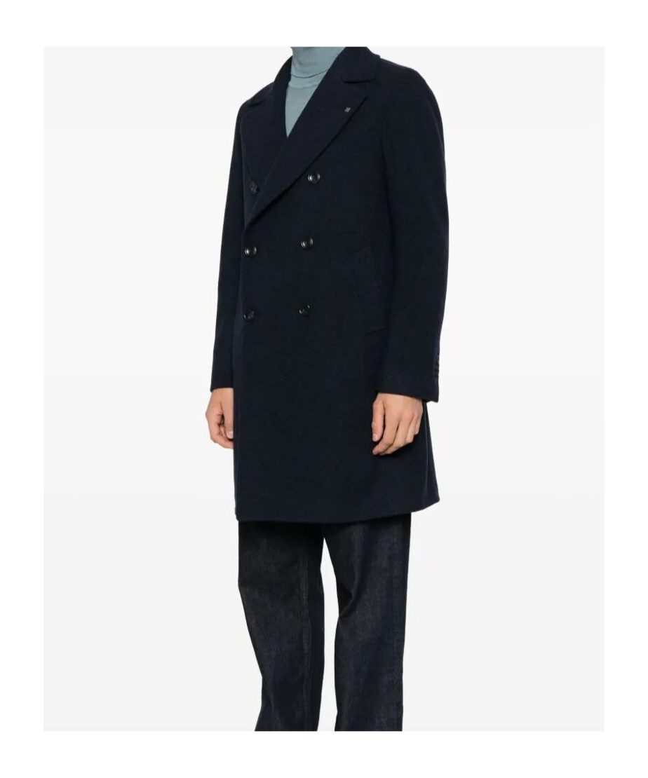 Tagliatore Double-breasted Wool Coat In Blue