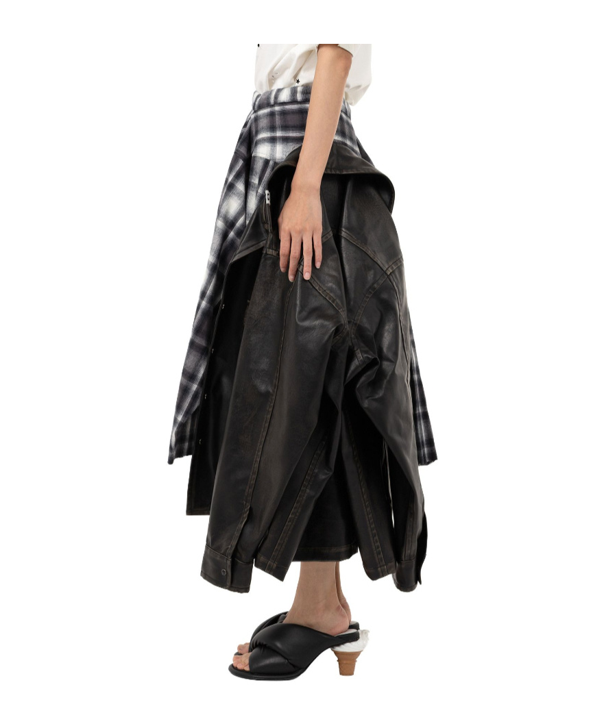 Miharayasuhiro Transform Coated Jacket Skirt In Black
