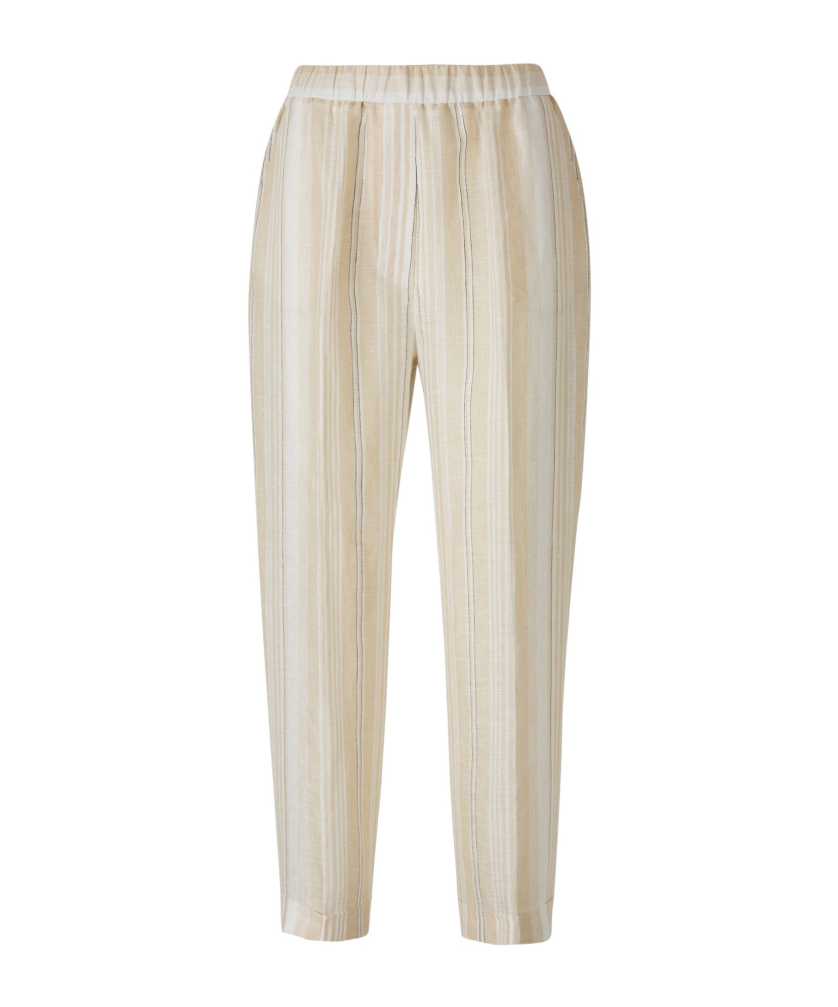 Peserico Side-slit Cropped Stretch Pants In Nude