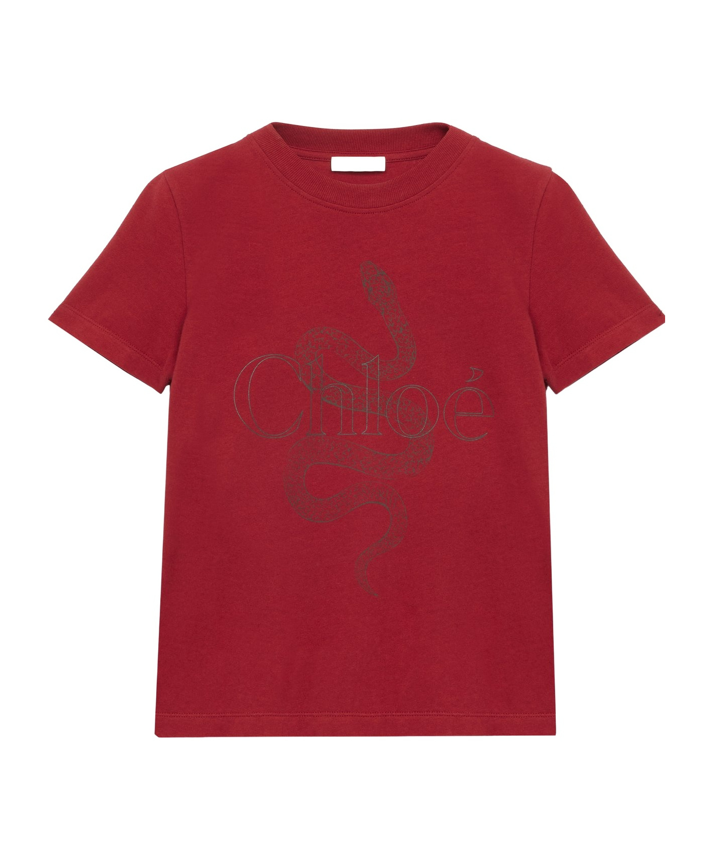 Chloé Snake Printed Crew Neck T-shirt In Red