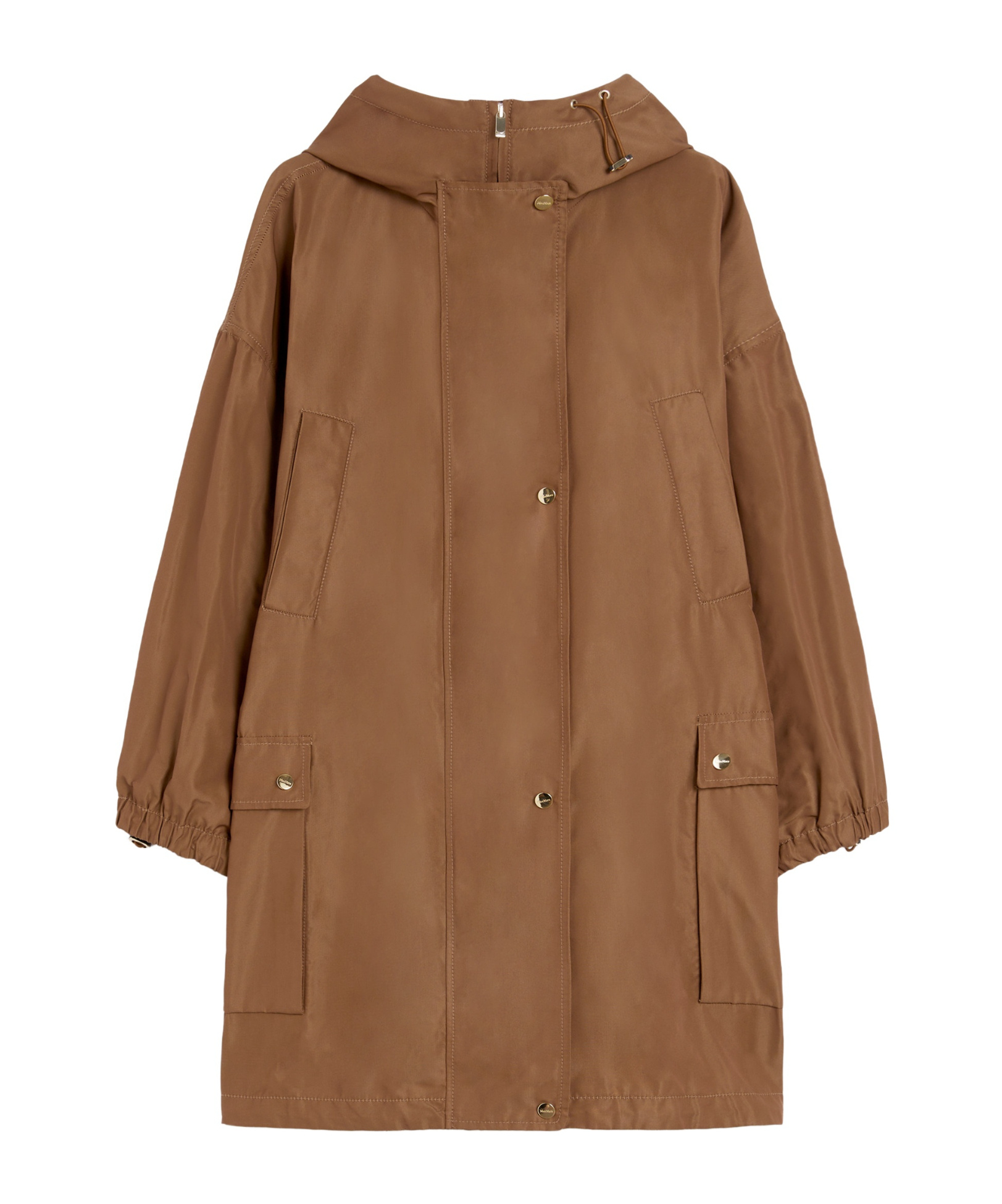 Max Mara Cotton-blend Faille Parka In Brown