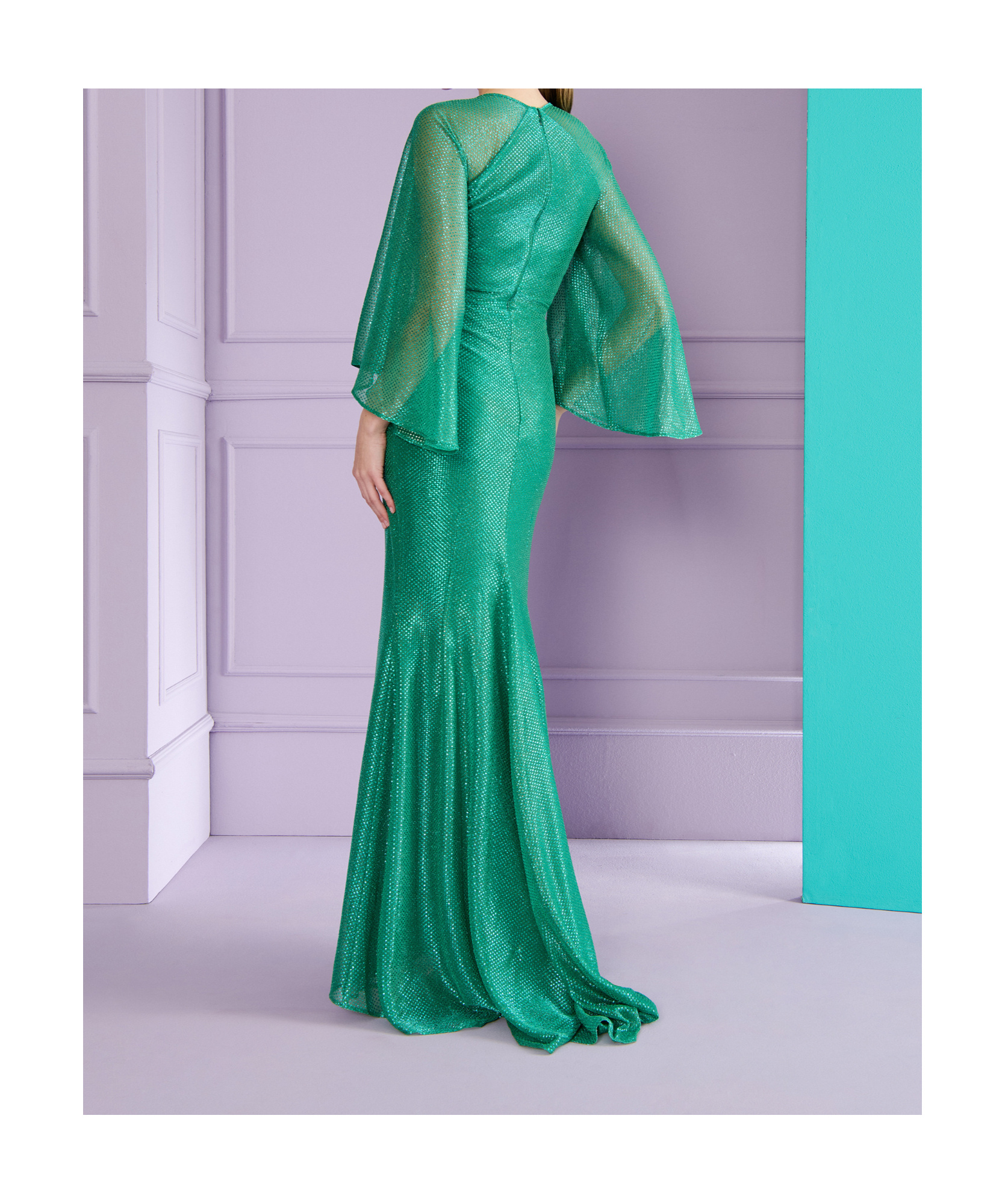Talbot Runhof Voile Mermaid Dress In Green