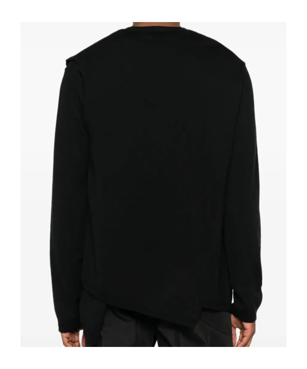 Comme Des Garçons Asymmetric Long Sleeve Knit Top In Black