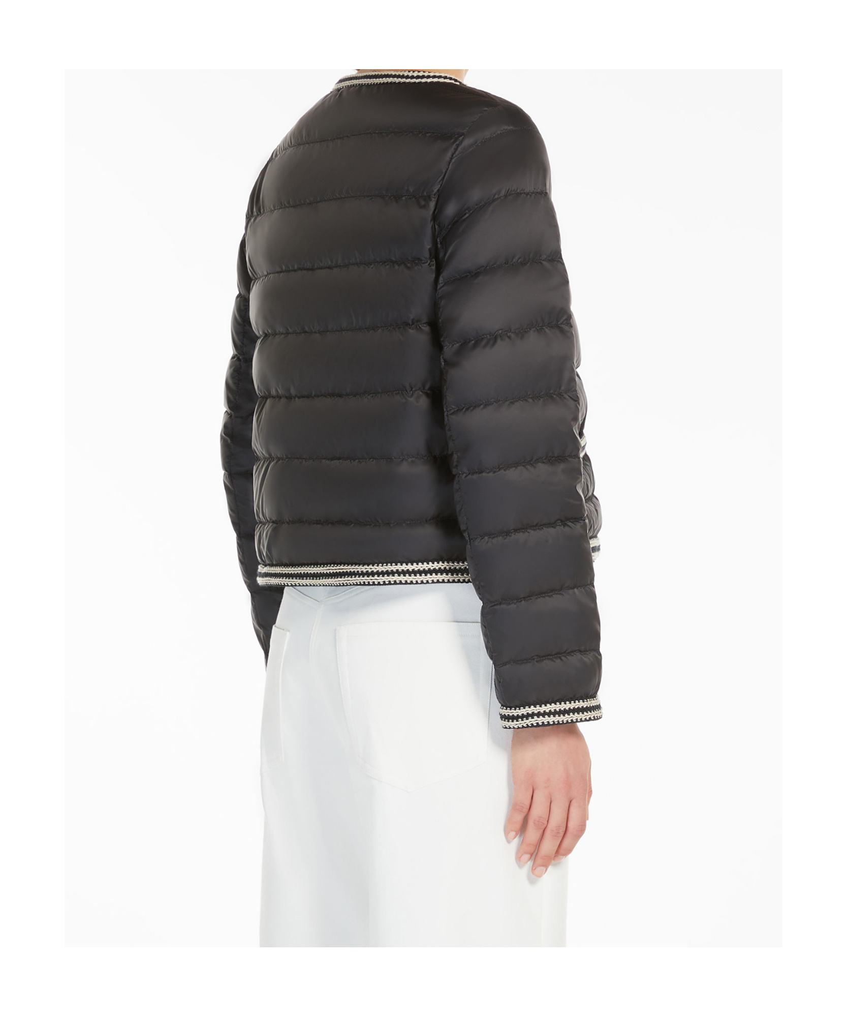Max Mara Water-repellent Canvas Crew-neck Jacket In Black