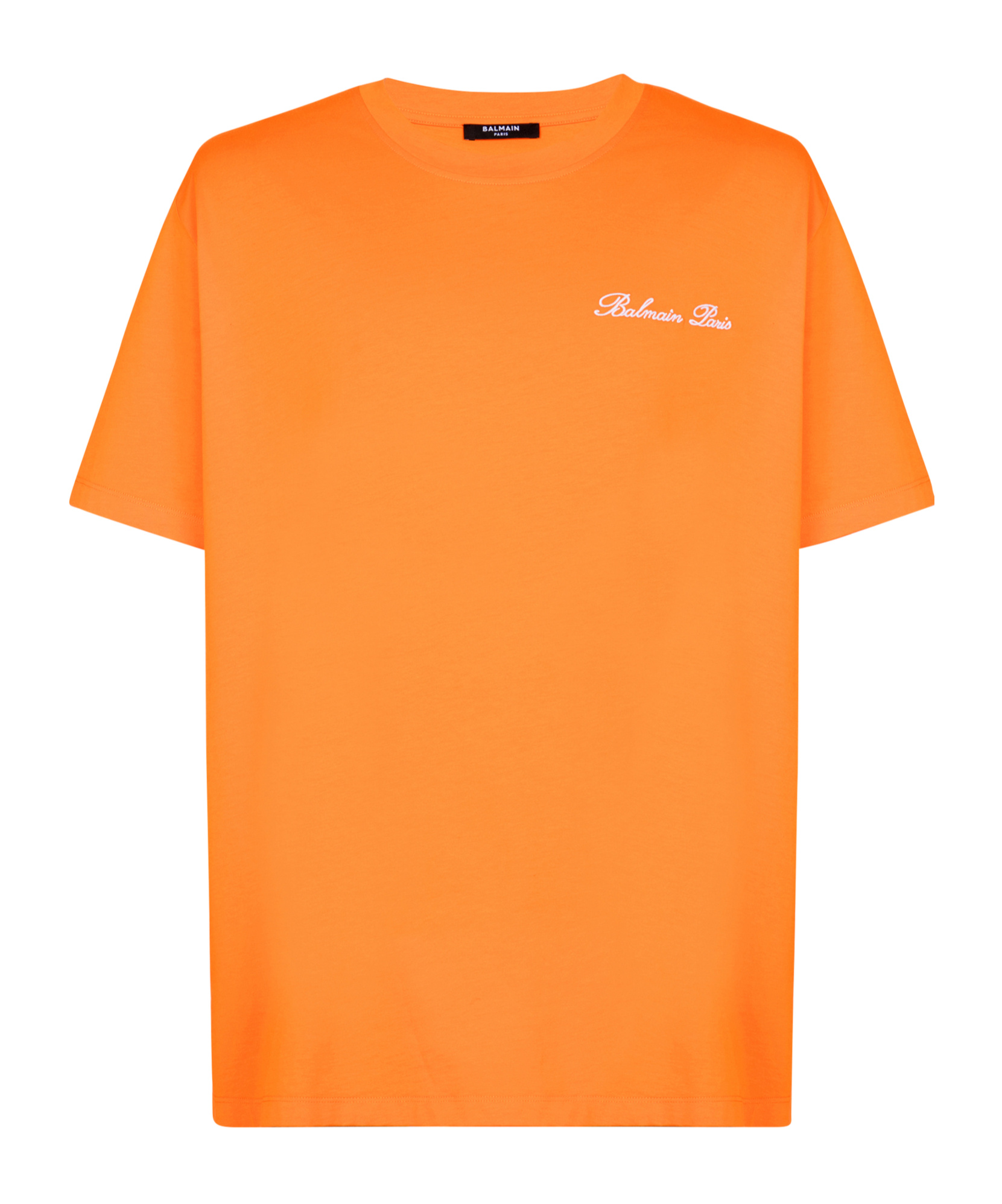 Balmain Embroidered Signature Logo T-shirt In Orange