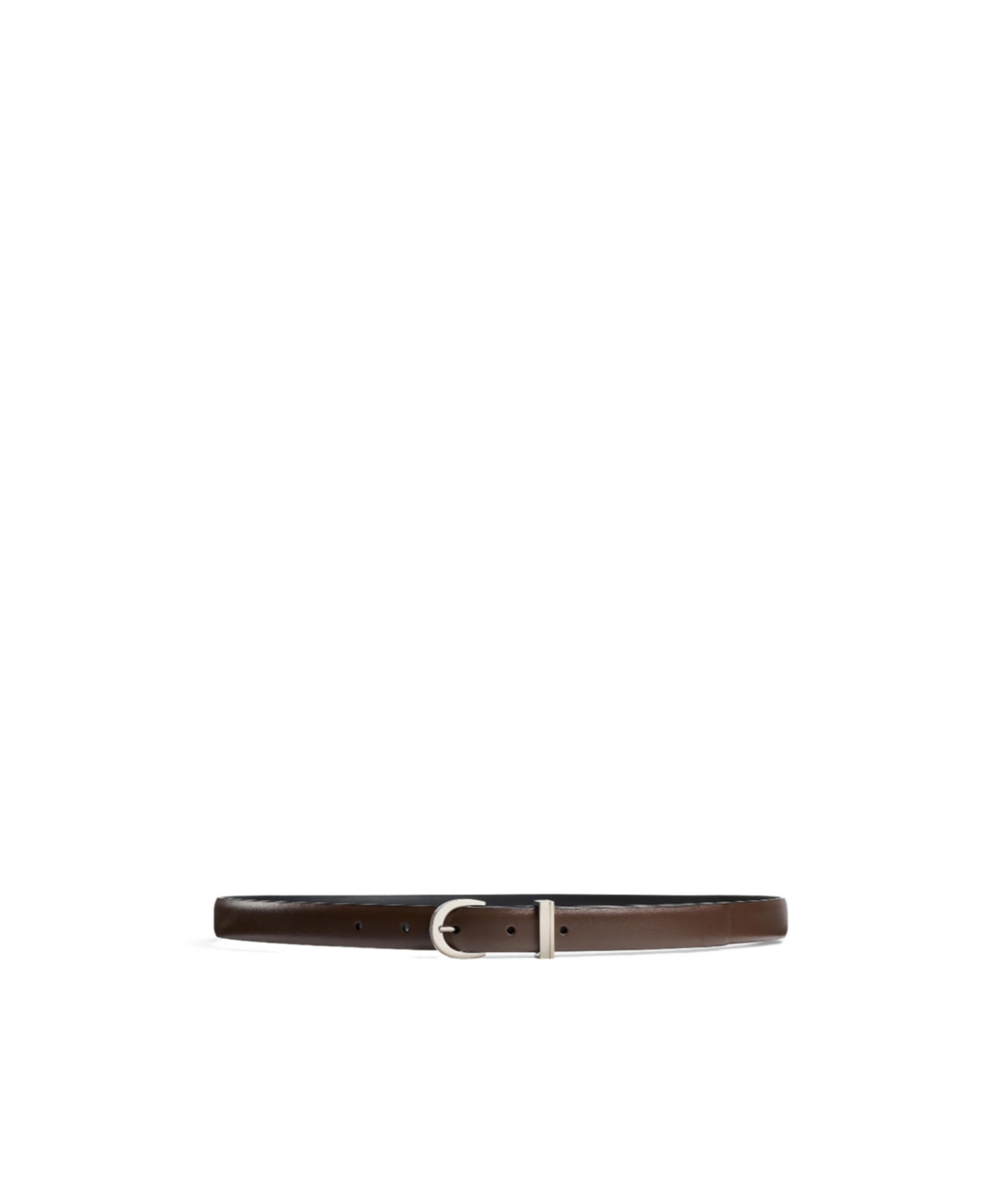 Khaite Luna Belt In Umber Leather With Silver In Brown