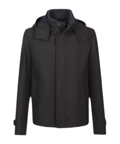 Herno Short Black Waterproof Jacket For Men In Polyester With Hood In Black