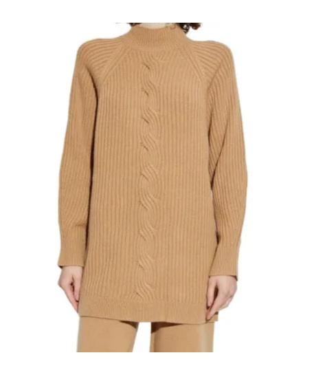Max Mara Cable-knit High-neck Jumper In Brown
