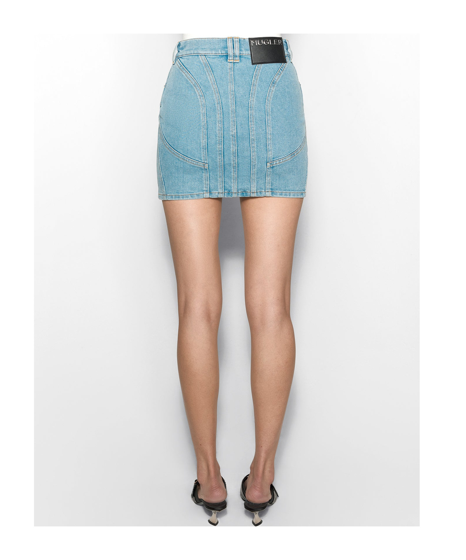 Mugler Spiral-detail Mini Skirt In Blue