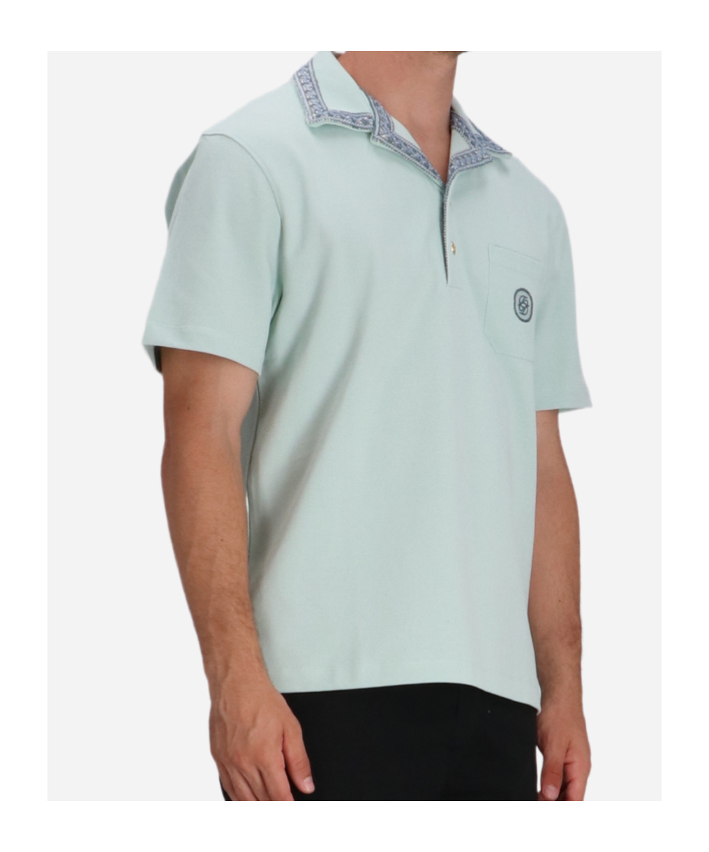 Drôle De Monsieur Short-sleeved Polo Shirt In Blue