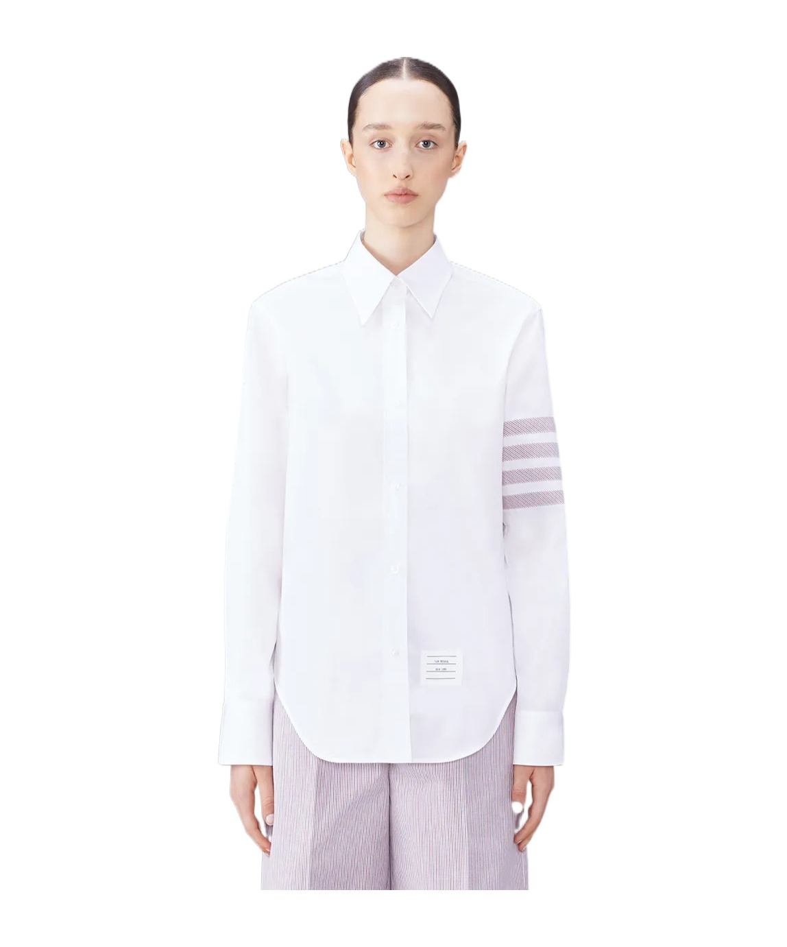 Thom Browne 4-bar Long-sleeved Shirt In White