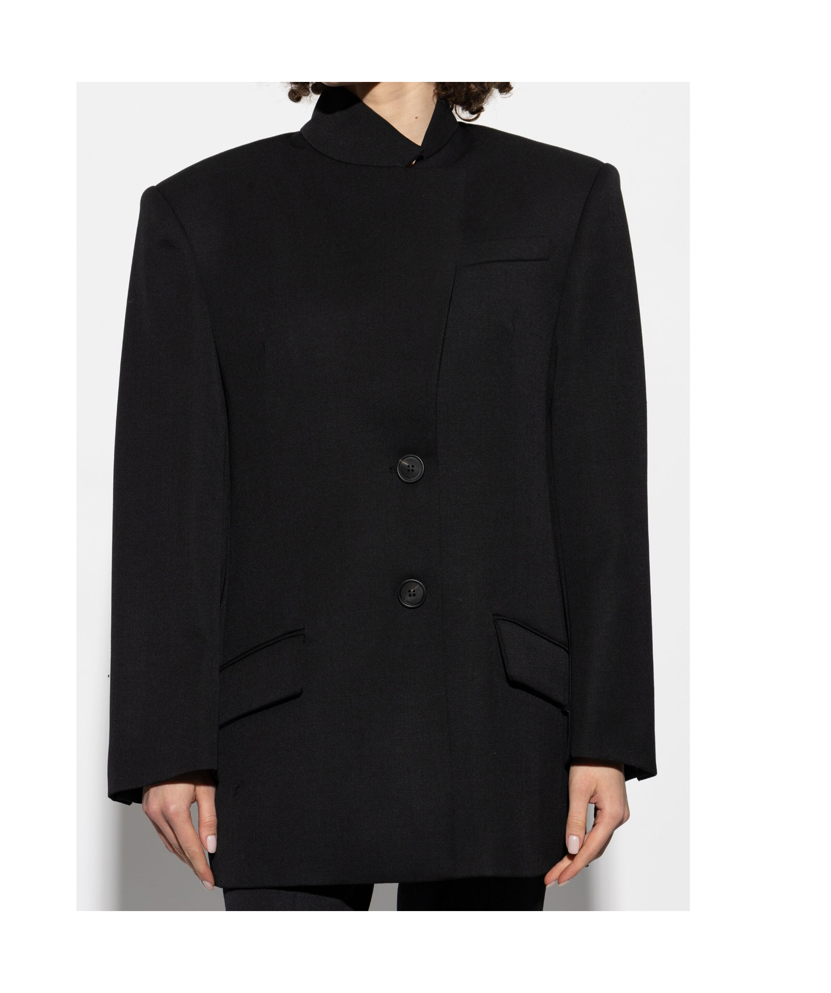 Attico Gabardine Single Breasted Blazer In Black