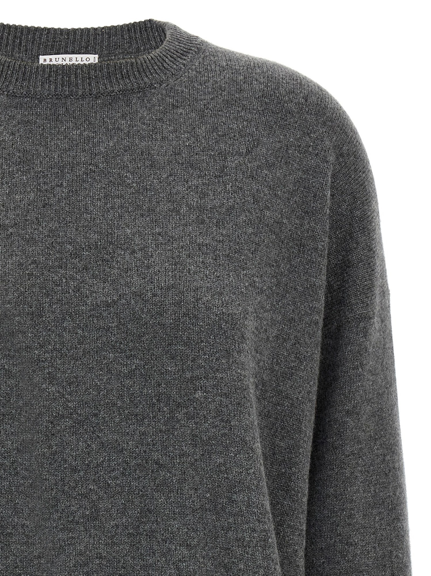 Brunello Cucinelli Monile Cashmere Sweater Sweaters And Cardigans Gray In Gray