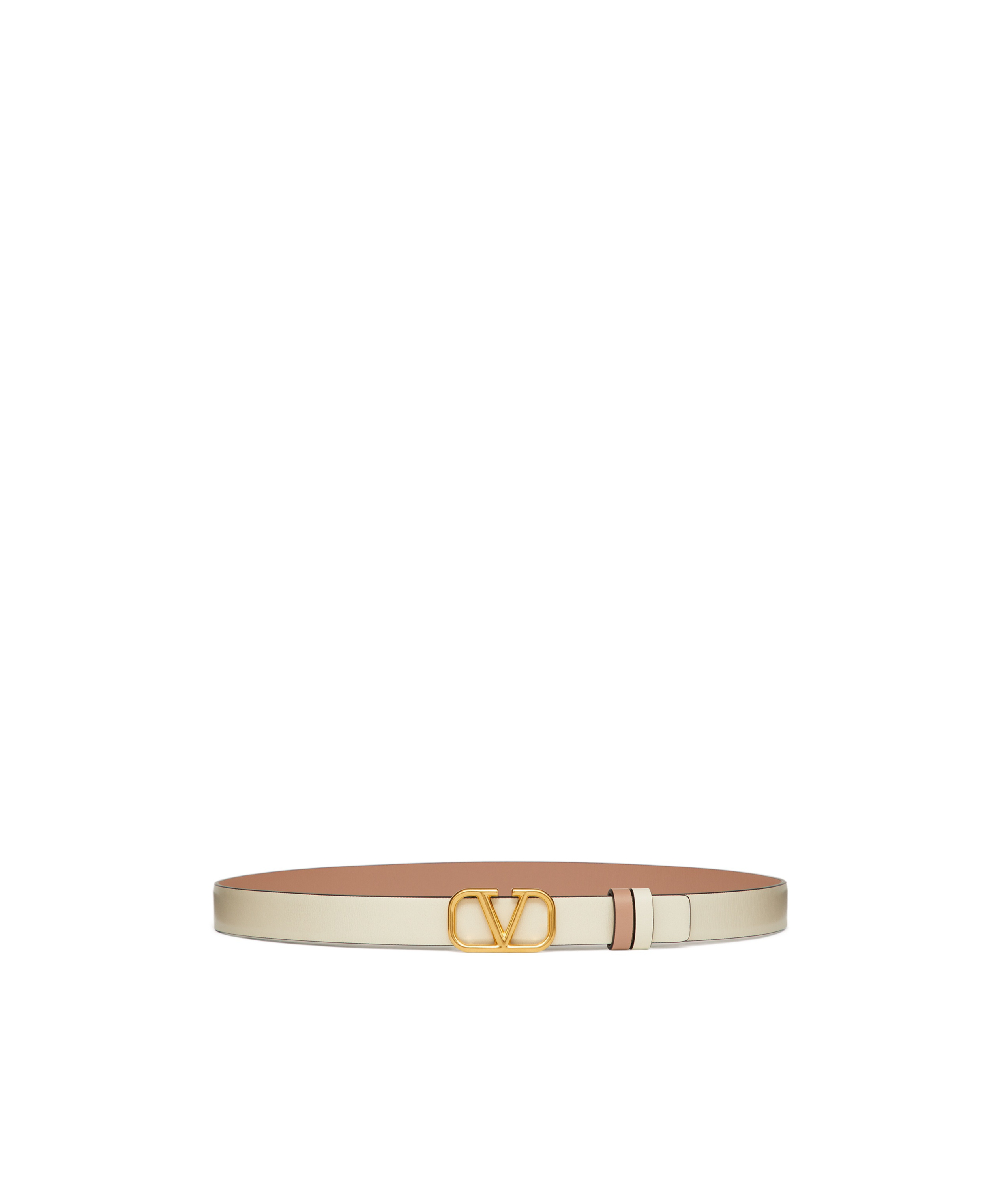 Valentino Vlogo 20mm Reversible Leather Belt In Nude