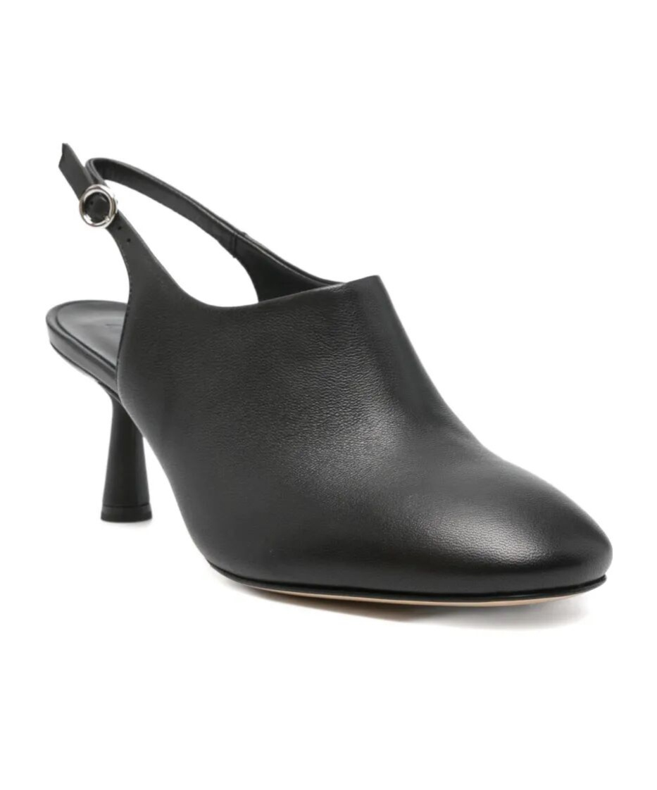 Aeyde 75mm Leather Slingback Pumps In Black