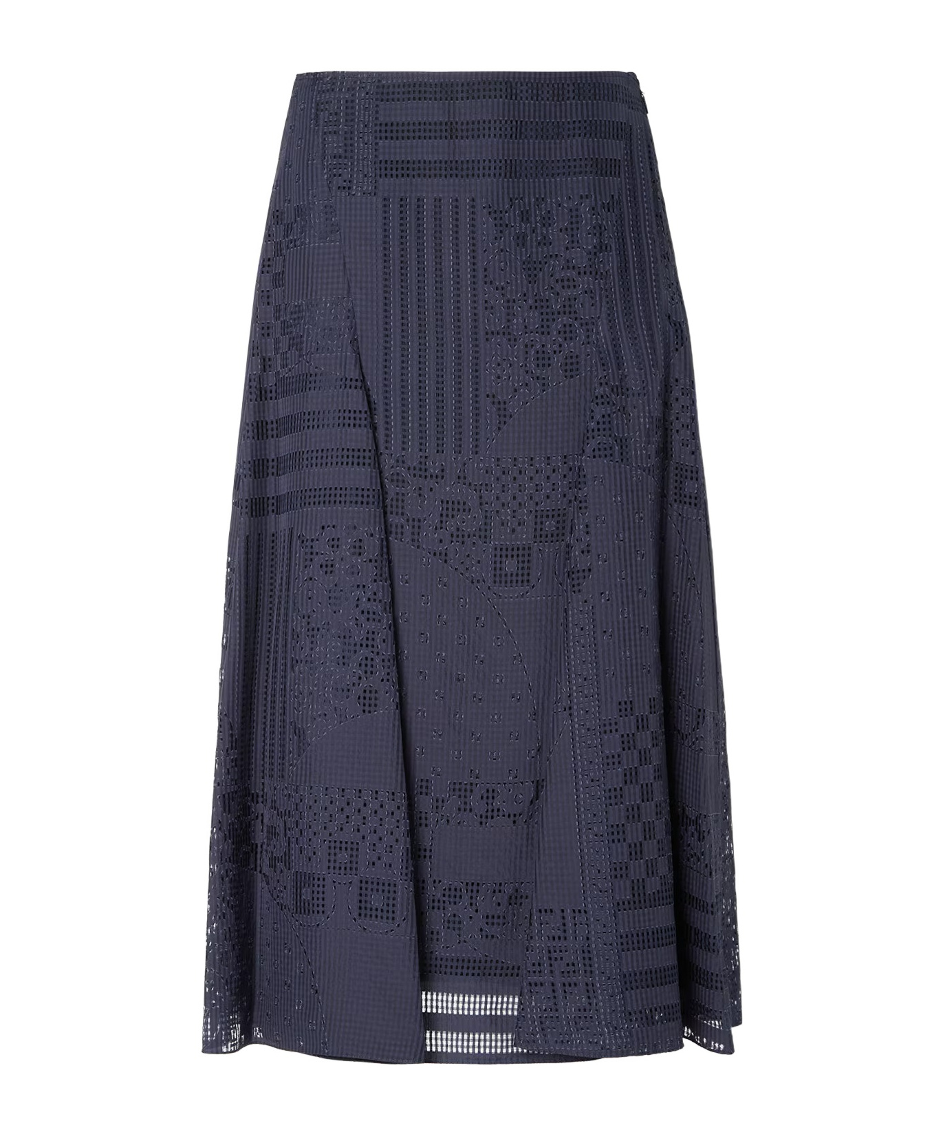 Fendi Blue Silk And Viscose Burnout Skirt