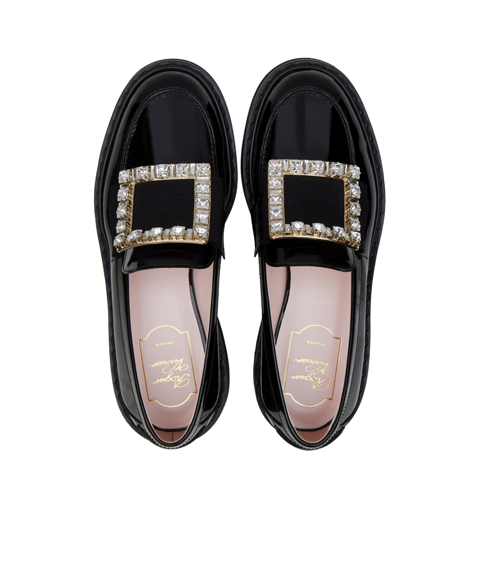 Shop Roger Vivier Crystal-embellished Patent Leather Loafers In Black