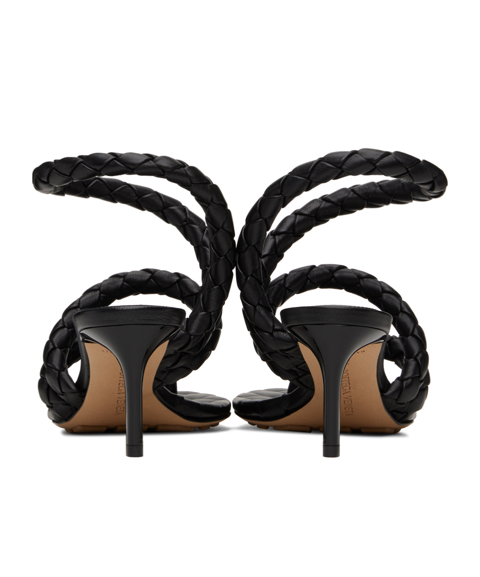 Bottega Veneta Black Leaf Heeled Sandals In Black