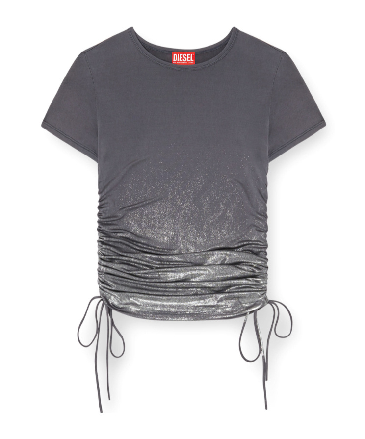 Diesel T-rey Metallic-detail Cinched Top In Gray