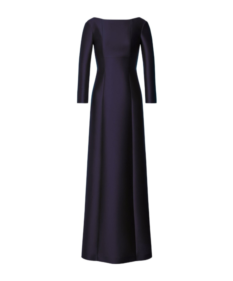 Alberta Ferretti Long-sleeved Mikado Evening Dress In Blue