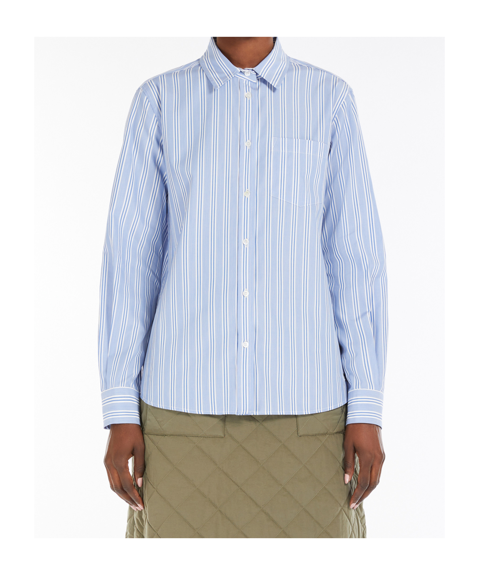 Weekend Max Mara Piadena Striped Poplin Shirt In Blue