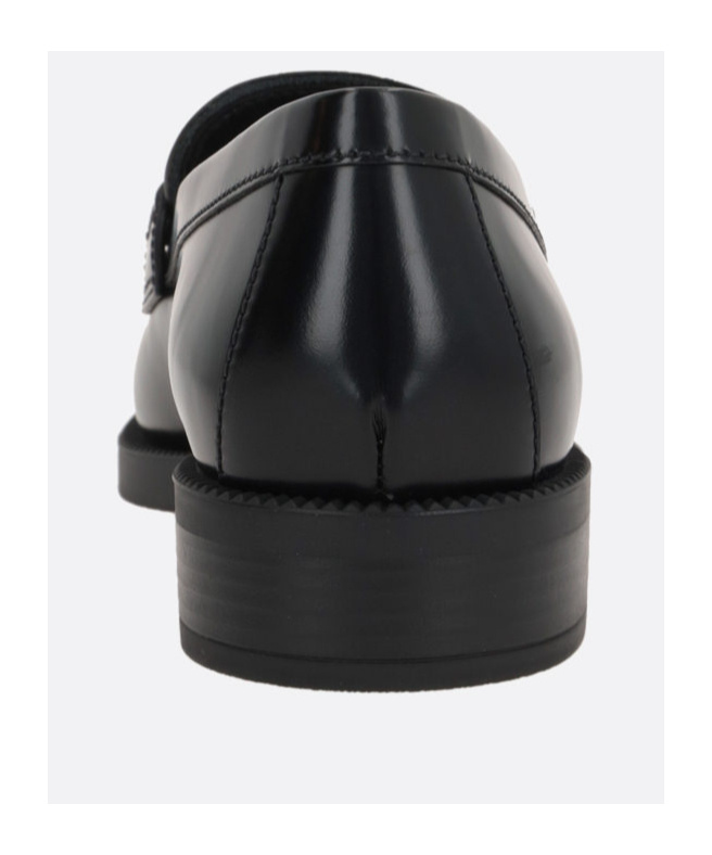 Prada Logo-plaque Leather Loafers In Black