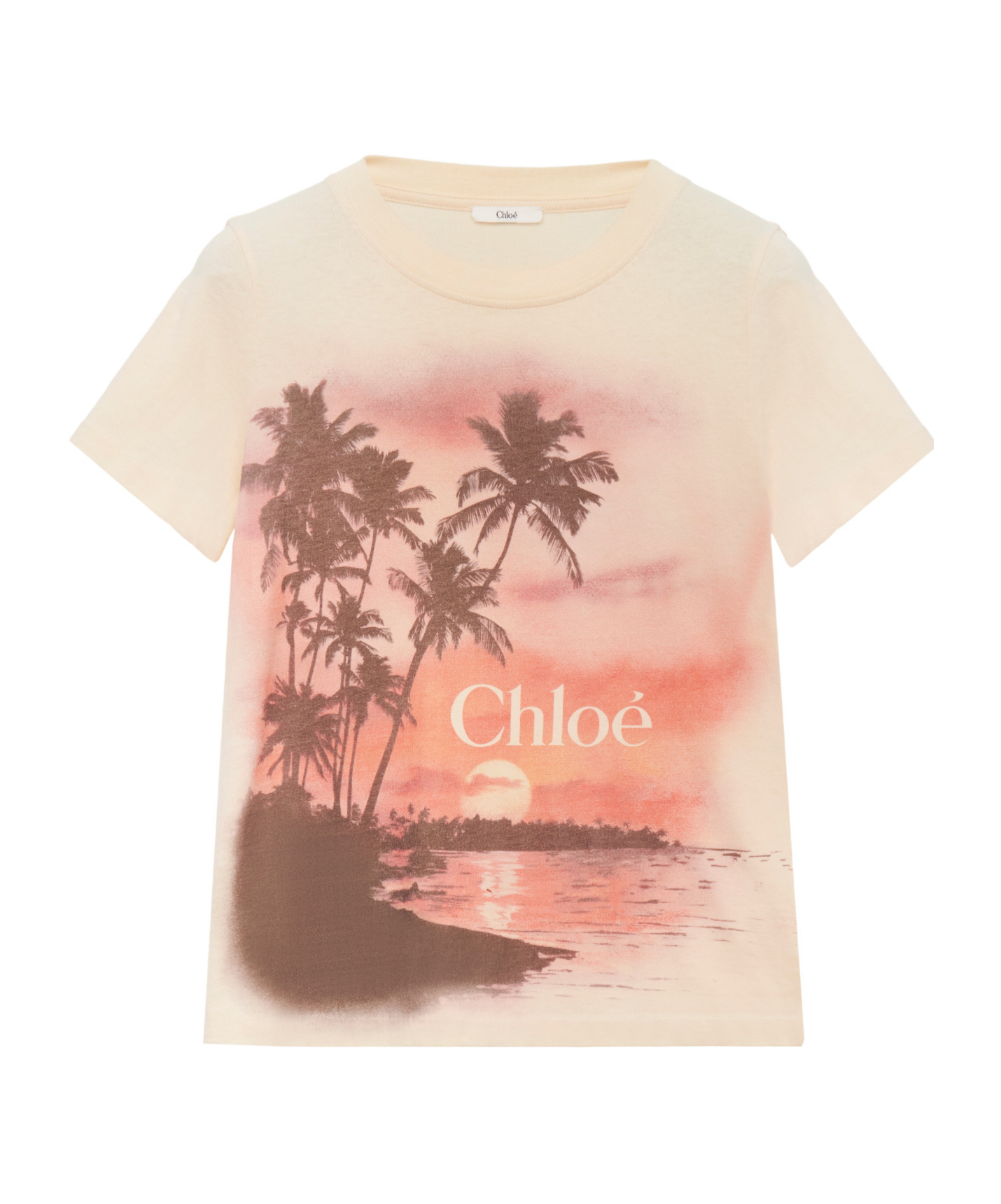 Chloé Sunset Cotton Jersey Graphic T-shirt In Neutral