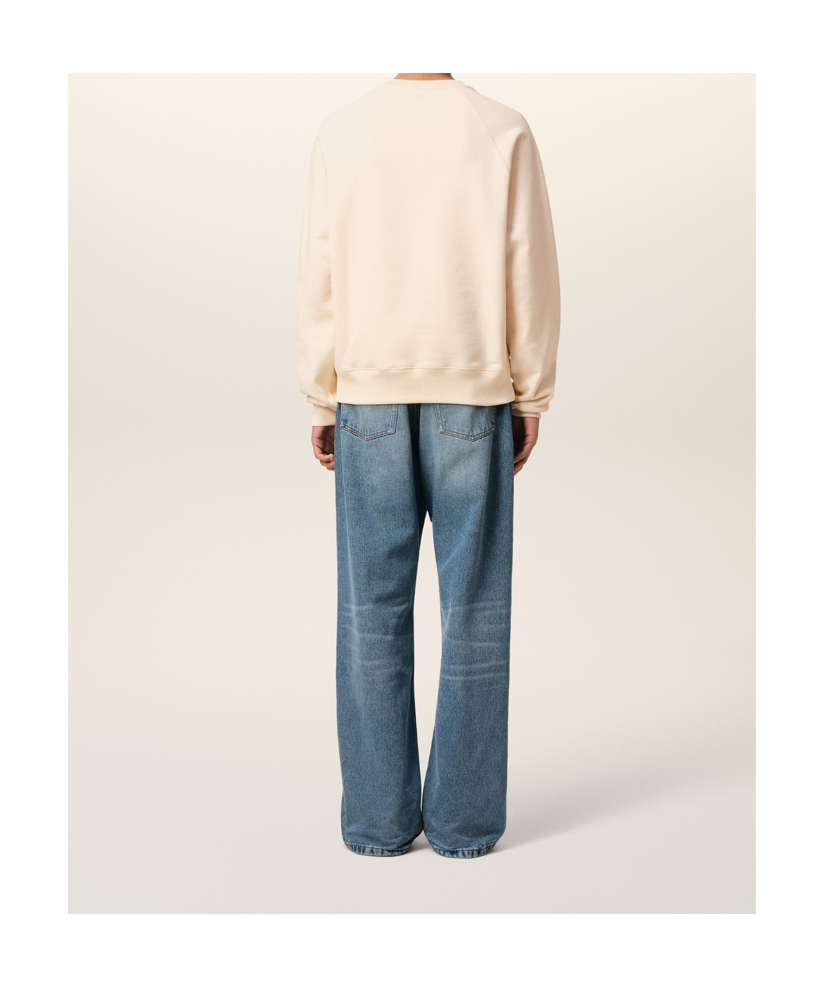 Shop Ami Alexandre Mattiussi Ami Paris Ami De Coeur Crewneck Sweatshirt In Nude