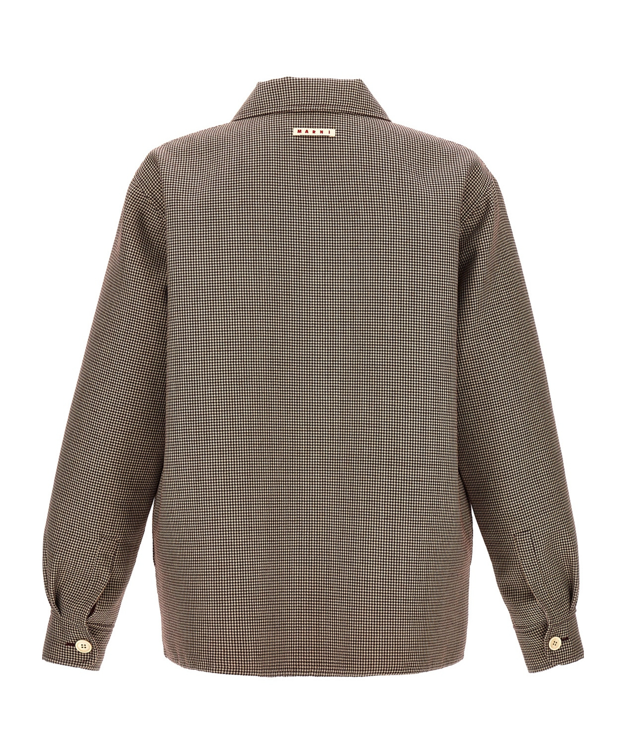Marni Micro Houndstooth Wool Jacket In Green