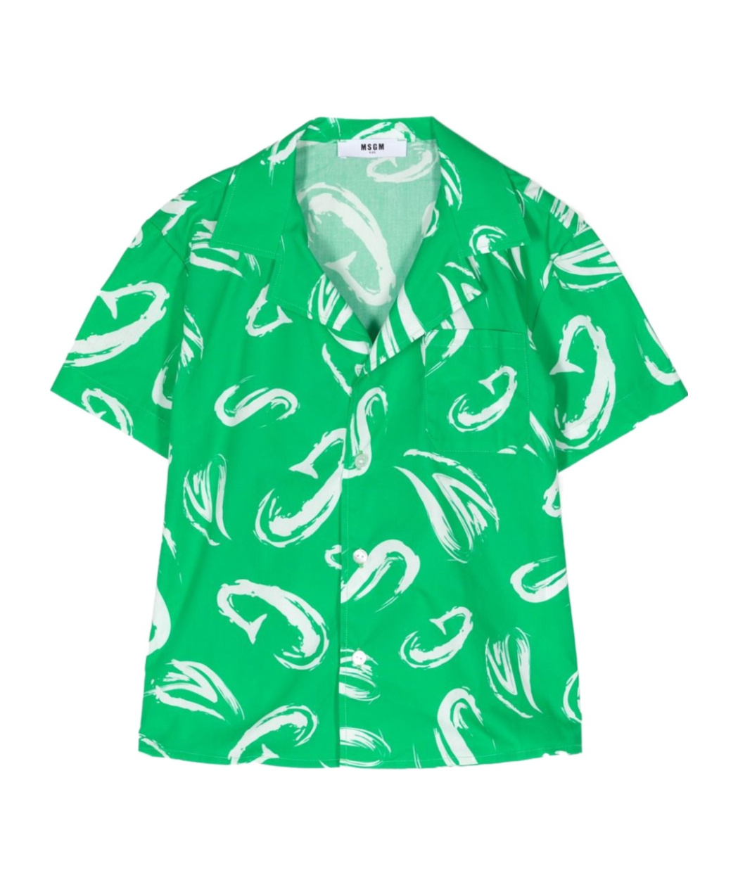 Msgm Logo-print Poplin Shirt In Green