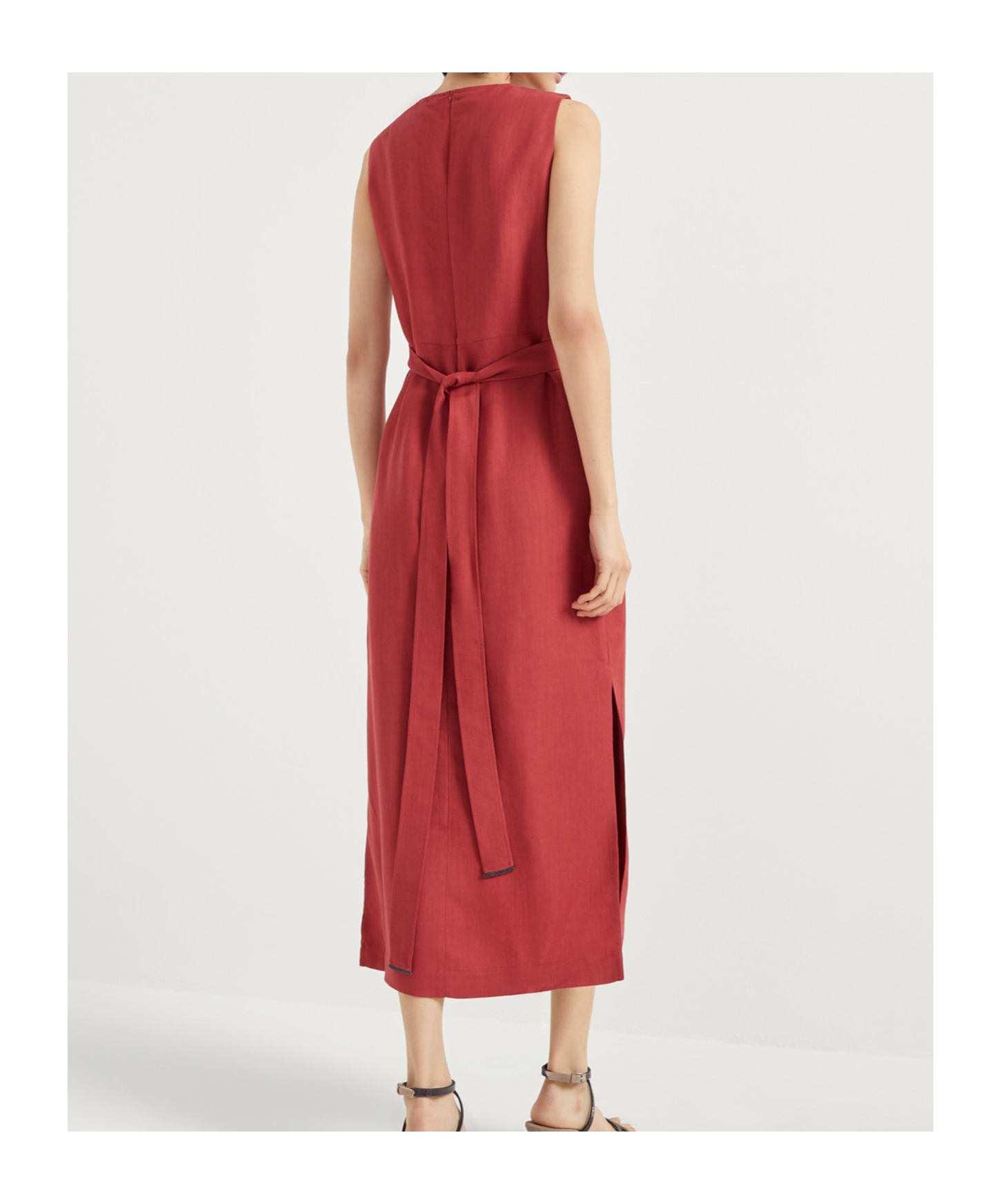 Brunello Cucinelli Gathered Midi Dress In Red