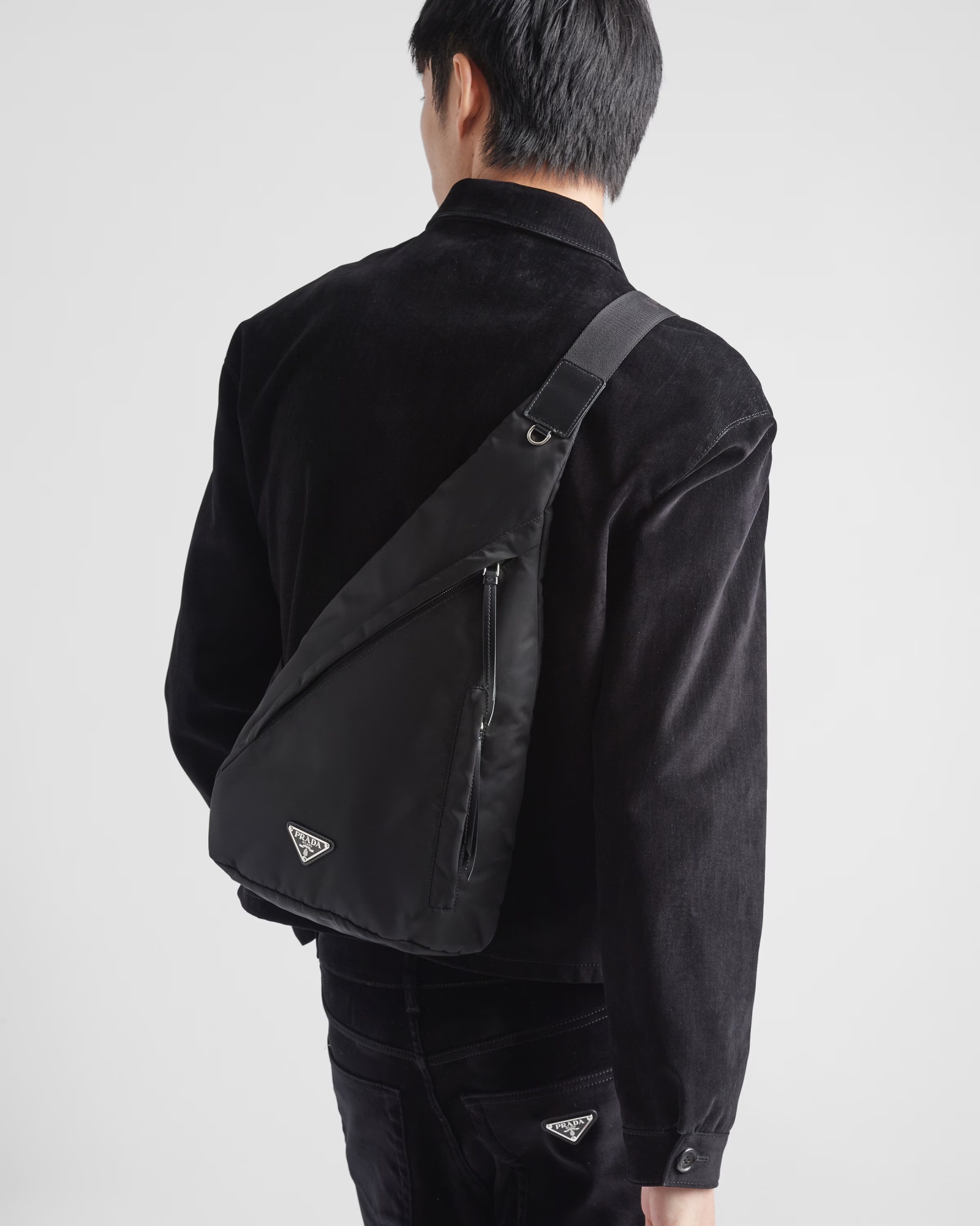 Prada Re-nylon Logo-plaque Backpack In Black