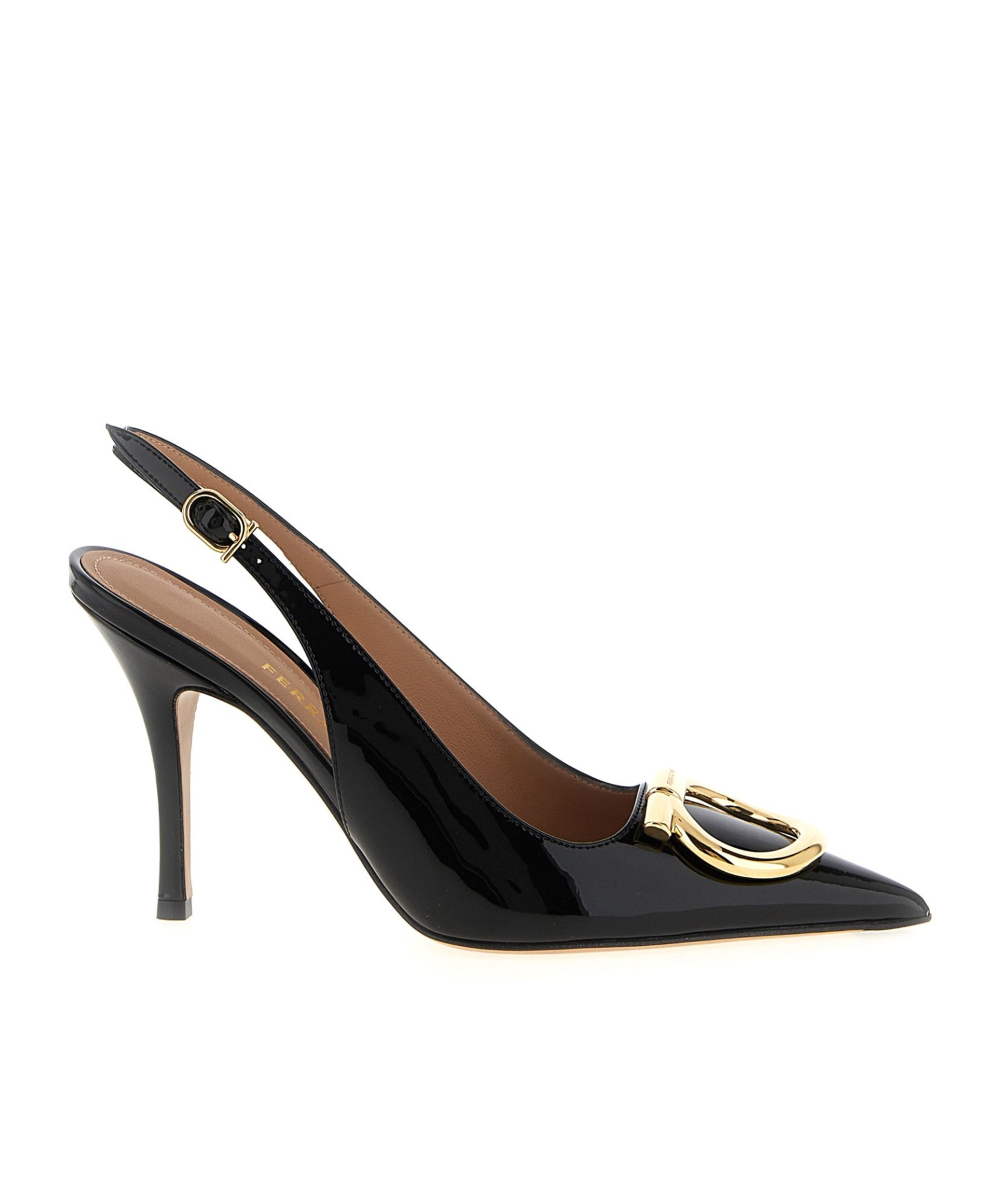 Ferragamo Sara Patent Leather Slingback Pumps In Black