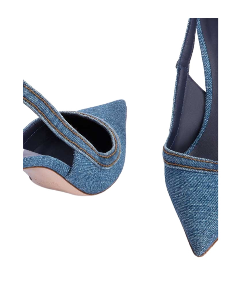 Le Silla Bella Slingback Pumps With Metallic Stiletto Heel In Blue