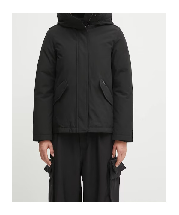 Woolrich Quilted Hooded Jacket In Black