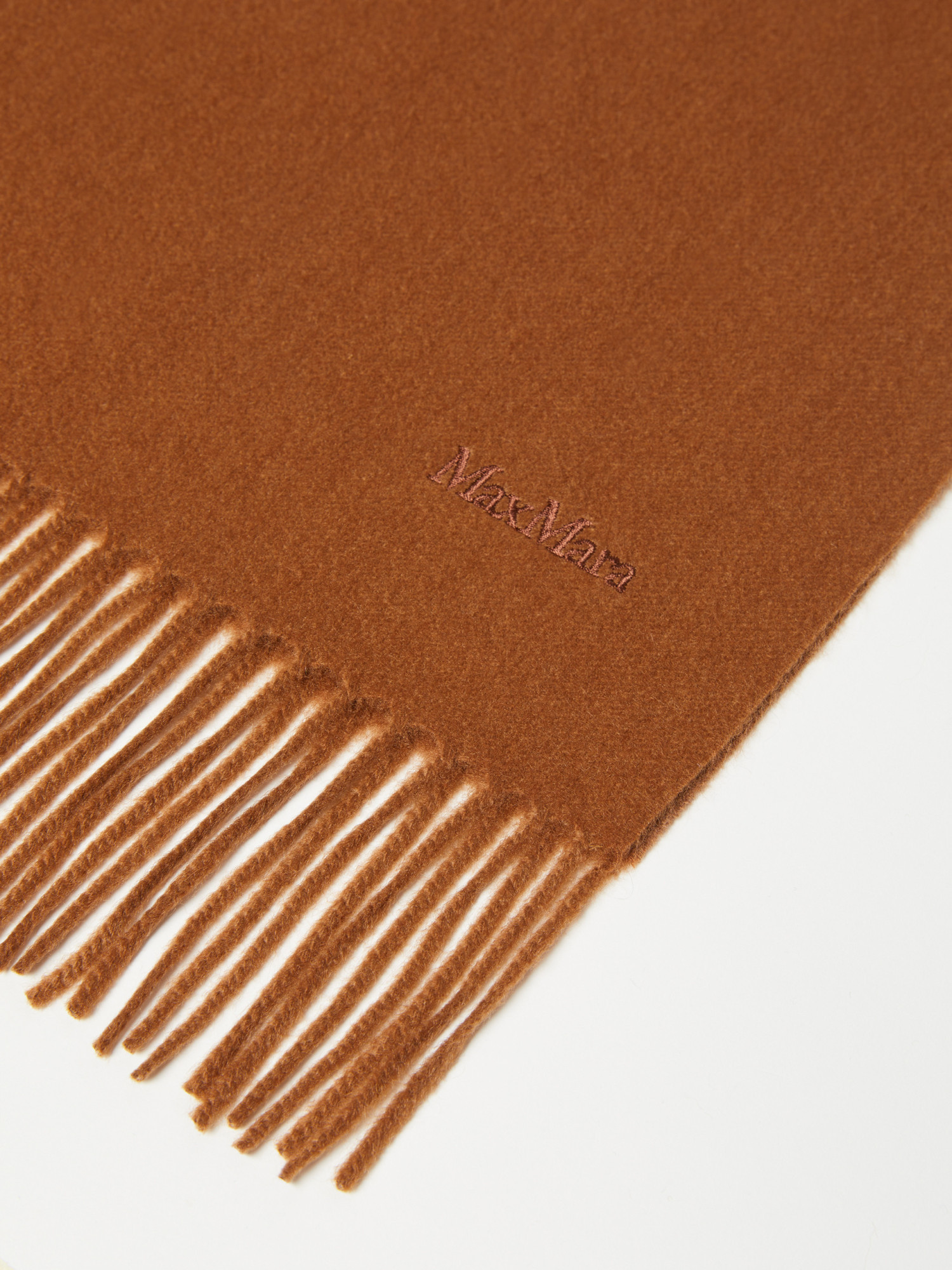 Max Mara Cashmere Stole With Embroidery And Fringing In Brown