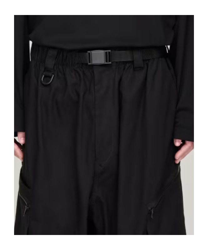 Y-3 Pleated-details Cargo Trousers In Black