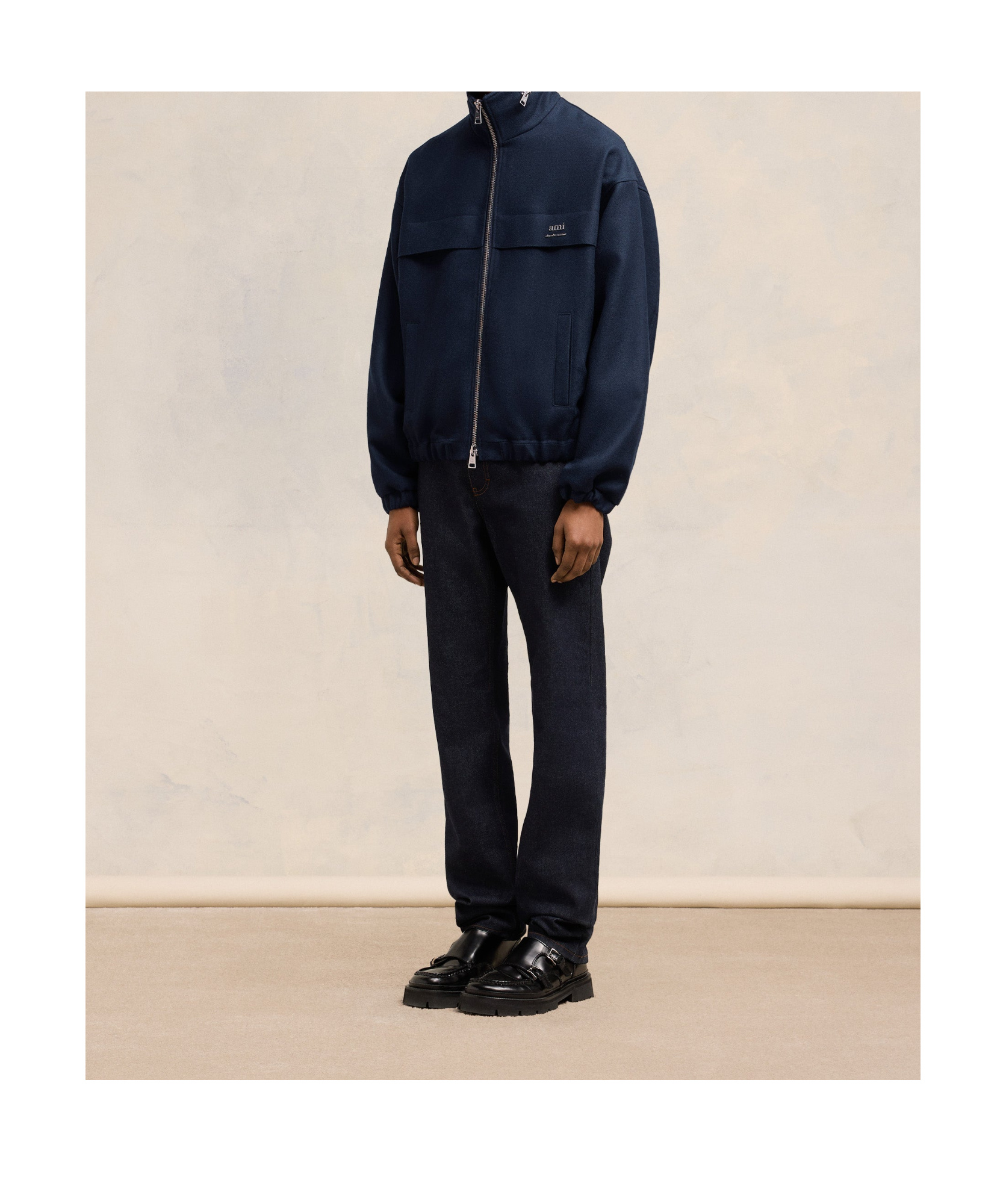 Ami Alexandre Mattiussi Elasticated Waist Zipped Windbreaker In Black