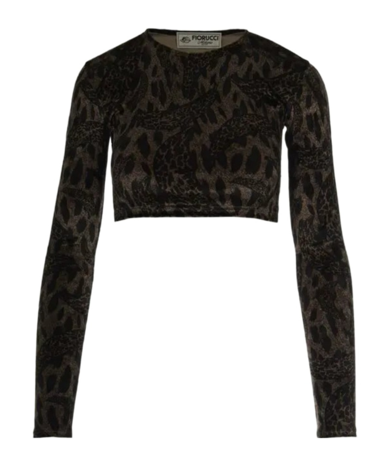 Fiorucci Leopard-print Long-sleeves Top In Black