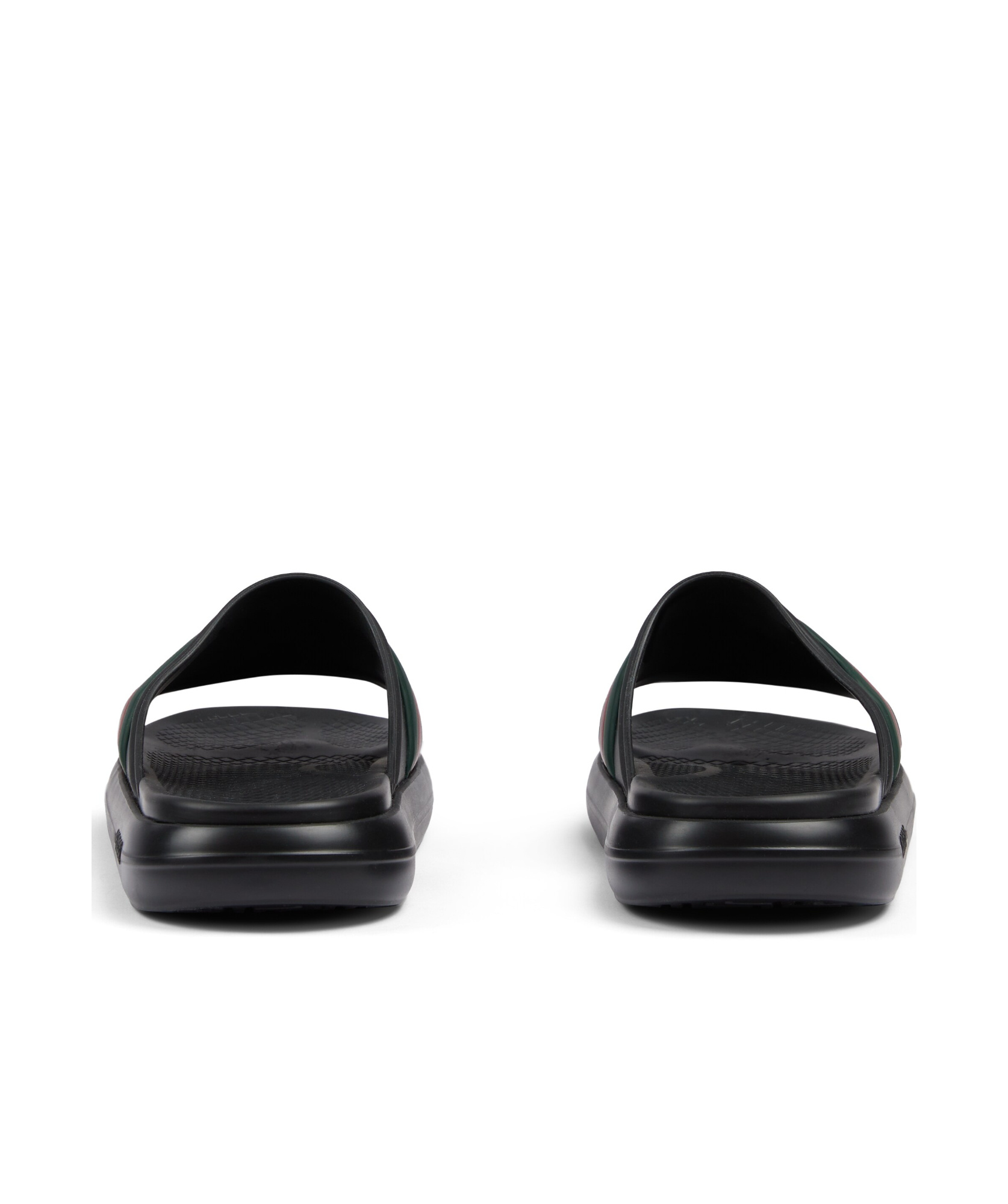 Gucci Web Rubber Slides In Black