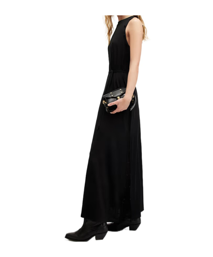 Allsaints Susannah Removable Sleeve Maxi Dress In Black