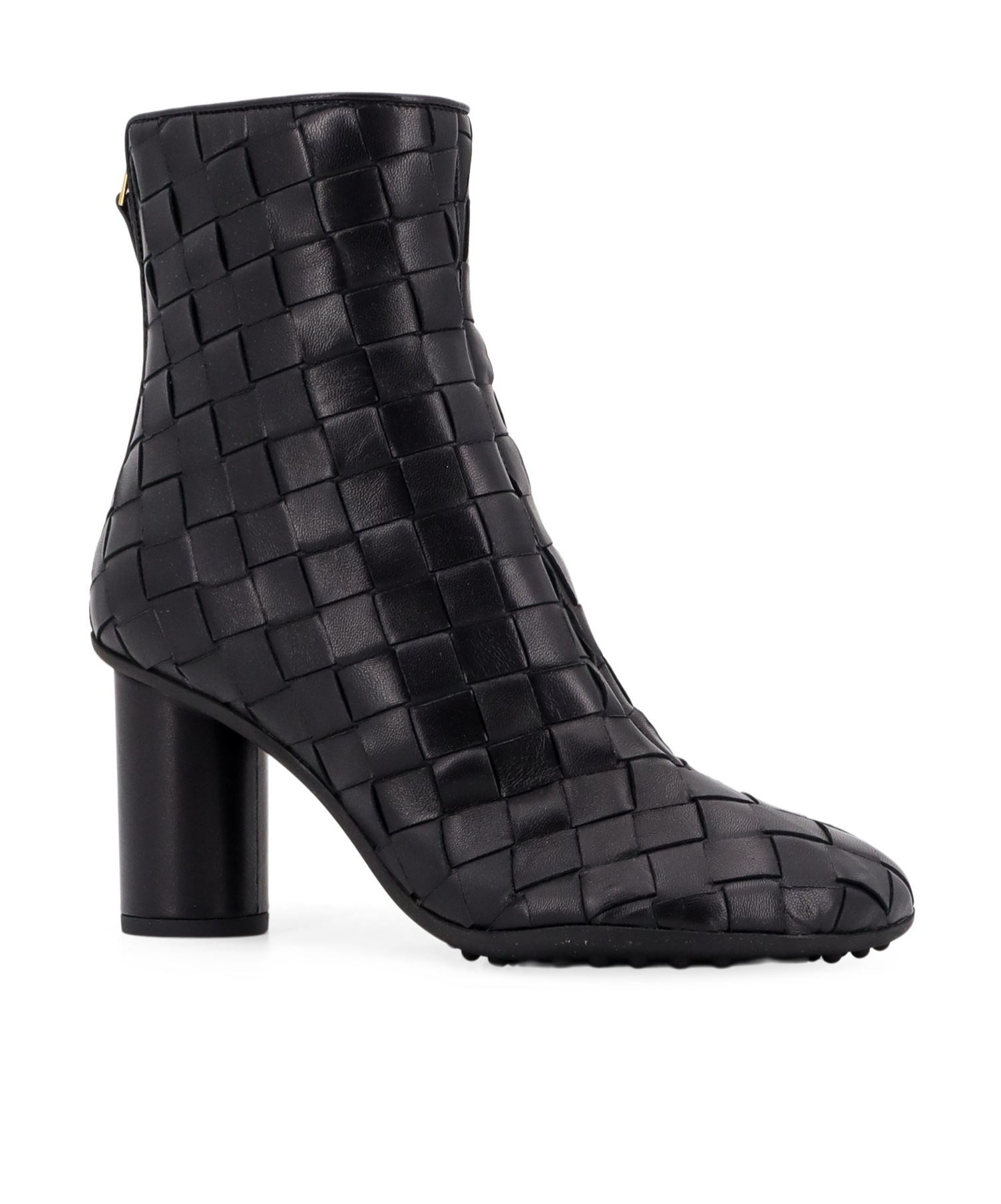 Bottega Veneta Dark Brown Leather Atomic Ankle Boots In Black