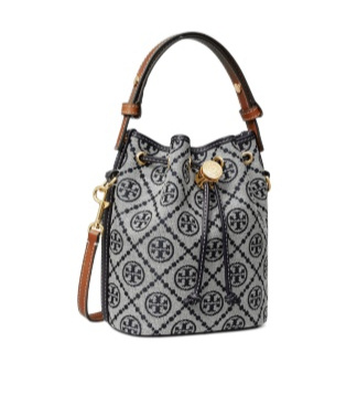 Tory Burch Mini T Monogram Bucket Bag In Black