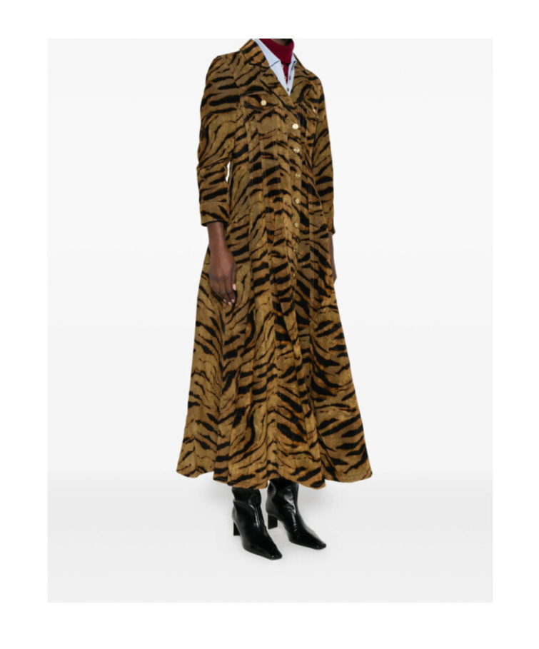 Ganni Tiger-pattern Button-up Maxi Dress In Multi