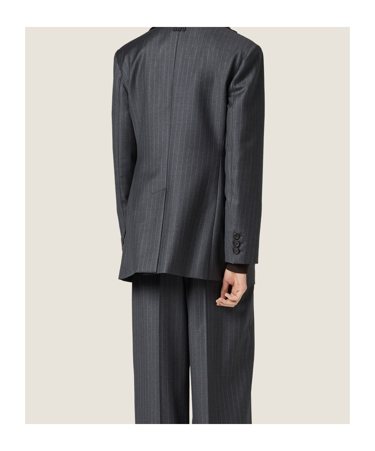 Miu Miu Pinstripe Lapel Jacket In Gray