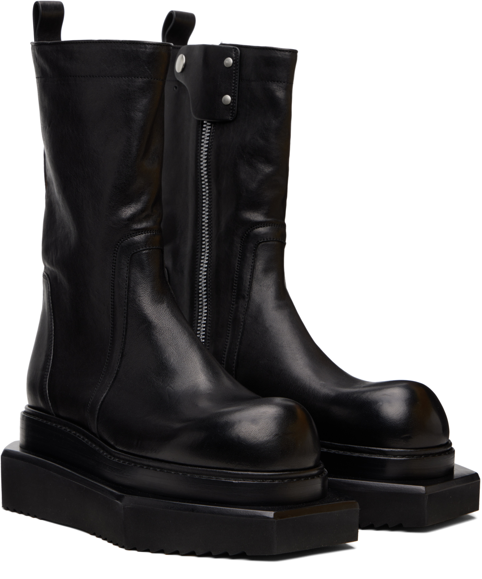 Rick Owens Black Concordians Zipped Turbo Cyclops Boots In Black