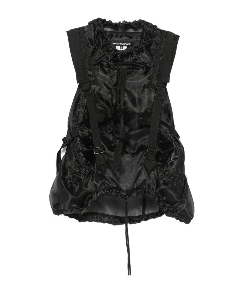 Junya Watanabe Buckle Detail Organdy Top In Black